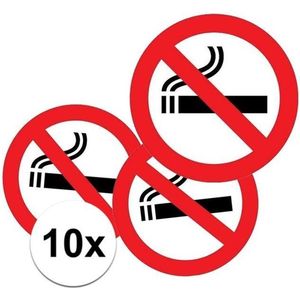 10x Sticker verboden te roken - 14,8 cm - rookverbod