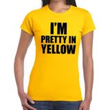 I'm pretty in yellow t-shirt geel dames