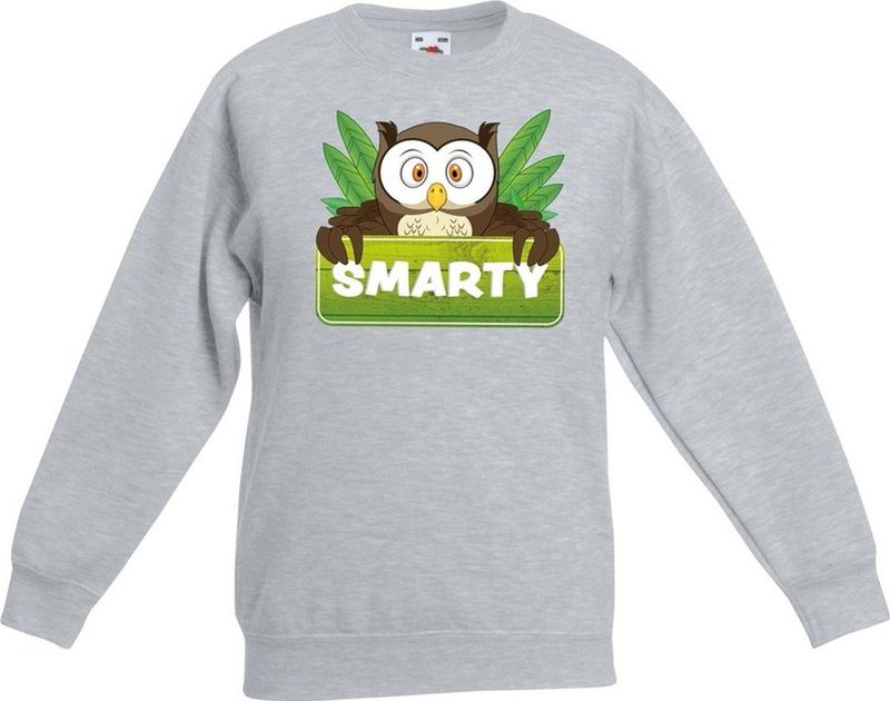 Smarty de uil sweater grijs voor kinderen - unisex - uilen trui - kinderkleding / kleding