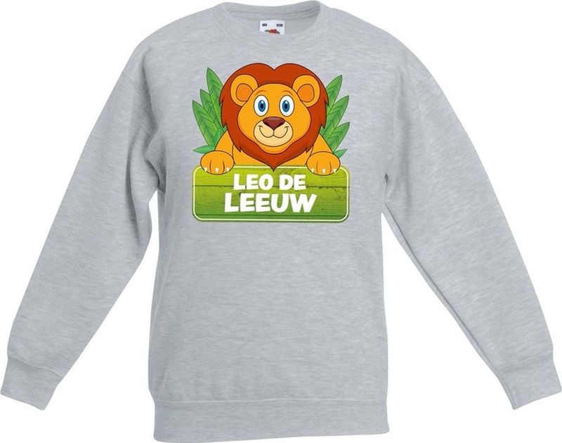 Leo de leeuw sweater grijs voor kinderen - unisex - leeuwen trui - kinderkleding / kleding
