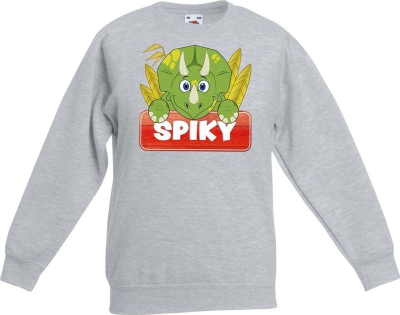 Spiky - Dino Sweater - Grijs - Katoen - Unisex Kinderkleding