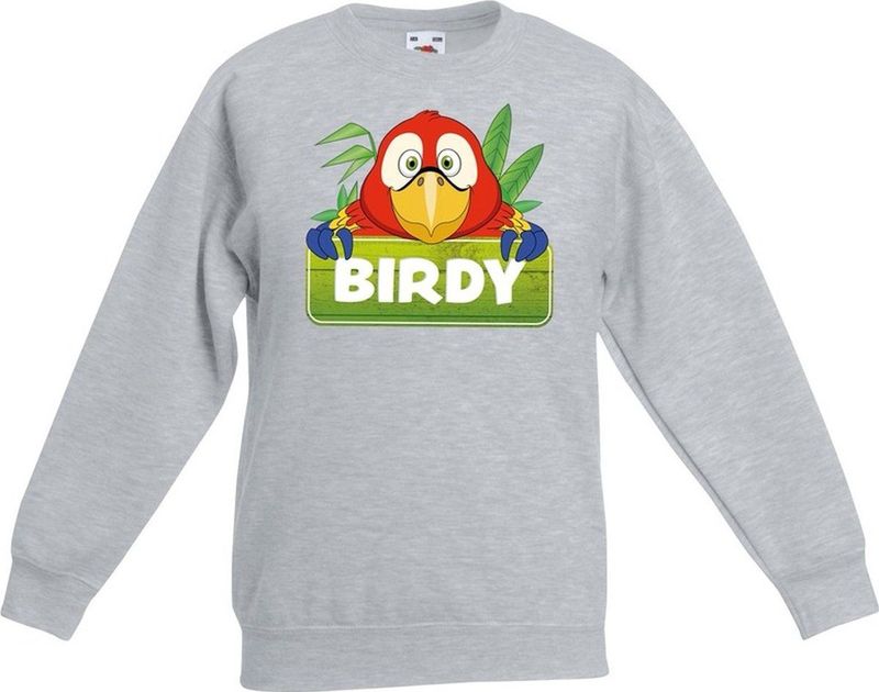 Birdy de papegaai sweater grijs voor kinderen - unisex - papegaaien trui - kinderkleding / kleding