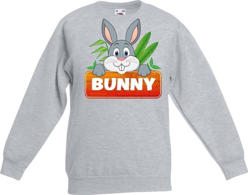 Bunny het konijn sweater grijs voor kinderen - unisex - konijnen trui - kinderkleding / kleding
