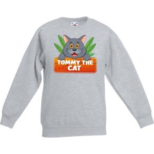 Tommy the Cat sweater grijs voor kinderen - unisex - katten / poezen trui - kinderkleding / kleding