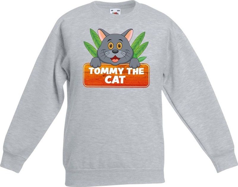 Tommy the Cat sweater grijs voor kinderen - unisex - katten / poezen trui - kinderkleding / kleding