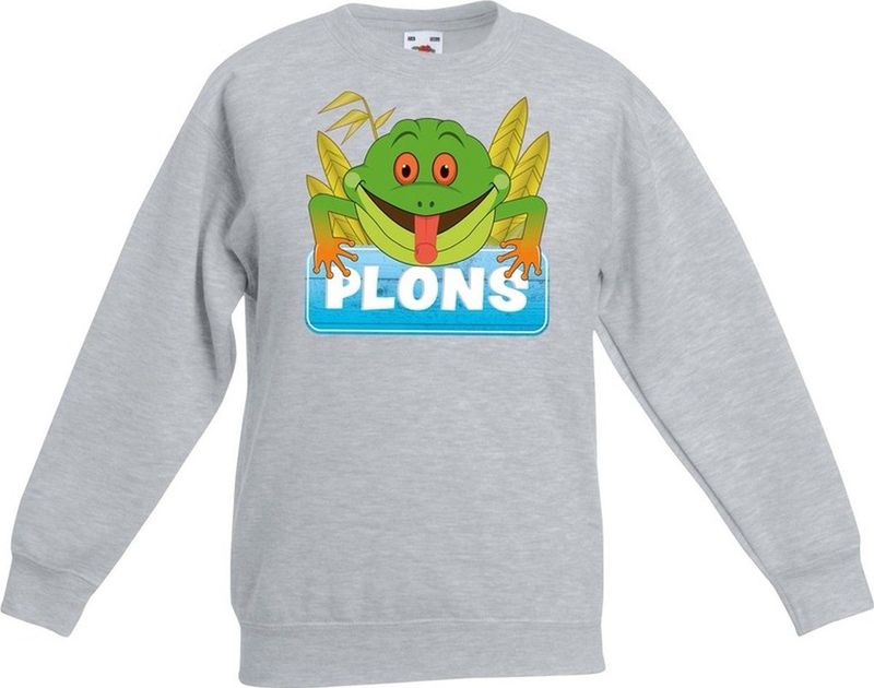 Plons de kikker sweater grijs voor kinderen - unisex - kikkers trui - kinderkleding / kleding