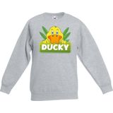 Ducky de eend sweater grijs voor kinderen - unisex - eenden trui - kinderkleding / kleding