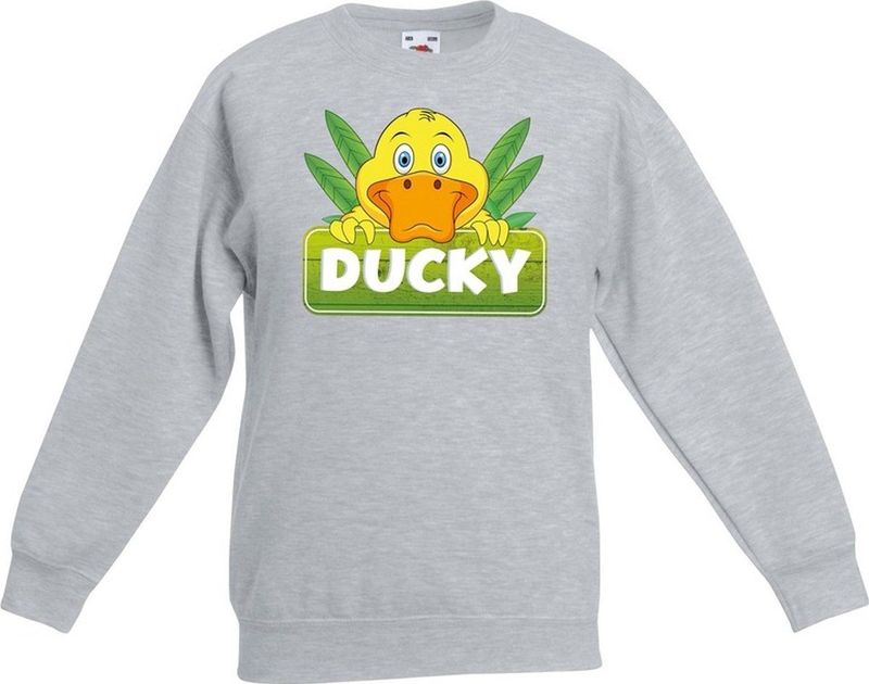 Ducky de eend sweater grijs voor kinderen - unisex - eenden trui - kinderkleding / kleding