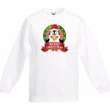 Bellatio Decorations - Kerst Sweater - Wit - Katoen - Pinguin Print