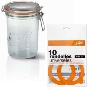 Bocal terrine verre Le Parfait Super LPS 350g diamètre 85mm sans joint monté à ouverture