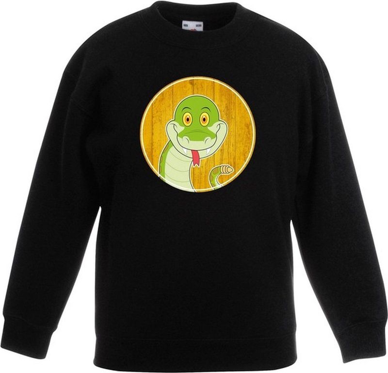Bellatio Decorations - Kinder Sweater - Zwart - Katoen - Slang Print