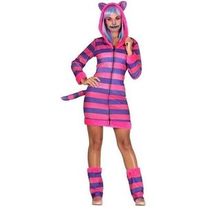 Carnaval verkleed kostuum kat/poes - gestreept - dames - dierenpakken - 3 delig - katten outfit XL/XXL