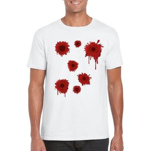 Schotwonden t-shirt wit heren voor Halloween of gangster outfit