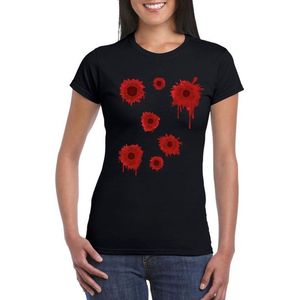 Schotwonden t-shirt zwart dames - Carnavalskostuums