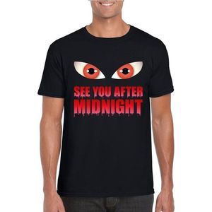 See you after midnight Halloween vampier t-shirt zwart heren - Carnavalskostuums