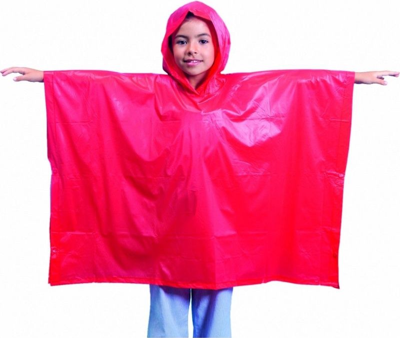 Kinder Regen Poncho - Rood - PVC - 20 Stuks - Noodponcho met Capuchon