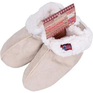 Gevoerde pantoffels/sloffen beige voor kinderen 32-34