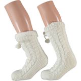 Dames anti-slip huissokken/slofsokken wit mt 35-41