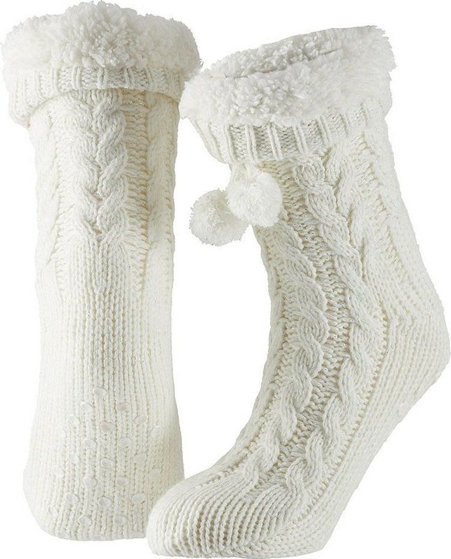 Dames anti-slip huissokken/slofsokken wit mt 35-41