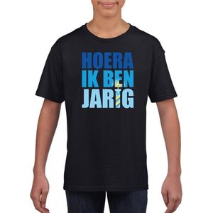 Hoera ik ben jarig t-shirt zwart / blauw voor kinderen / jongens - verjaardag shirt 122/128