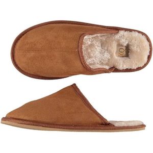 Heren instap sloffen/pantoffels cognac - Bruin - Maat 45-46