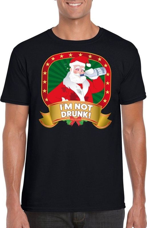 Foute Kerst t-shirt zwart Im not drunk voor heren - Kerst shirts