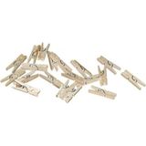 100x mini knijpertjes naturel - 2 cm - kleine/ mini knijpers