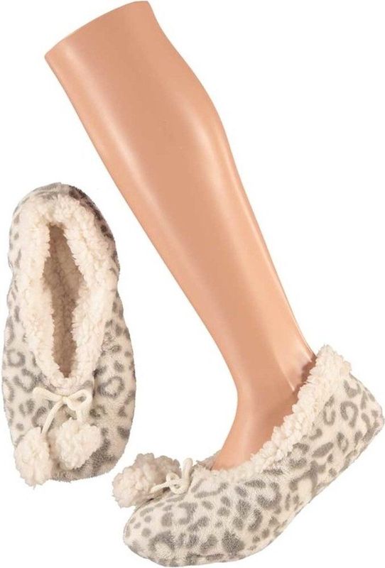 Apollo Ballerina pantoffels - luipaard print - grijs - dames - maat 40-42 - sloffen - damessloffen
