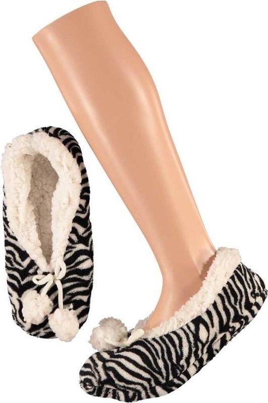 Apollo Ballerina pantoffels - zebra print - zwart/wit - dames - maat 40-42 - sloffen - damessloffen