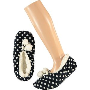 Apollo - Dames Sloffen - Blauw - Polyester - Pantoffels met Stippenprint