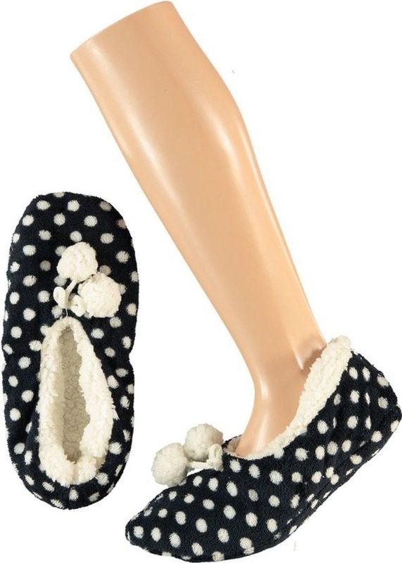 Apollo - Dames Sloffen - Blauw - Polyester - Pantoffels met Stippenprint