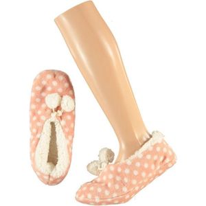 Dames ballerina pantoffels/sloffen stippen roze maat 40-42