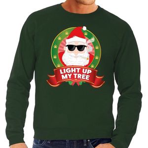 Foute kersttrui groen Light Up My Tree voor heren