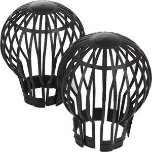 Gootbescherming/dakgootbeschermers - 2 stuks - 12 x 15 cm - kunststof - antraciet