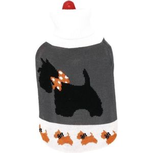 Warmwater kruik met grijs/witte honden hoes - 2 liter - warmwaterkruik