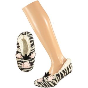Apollo - Ballerina Pantoffels - Multi - Polyester - Huissloffen in Zebra Design