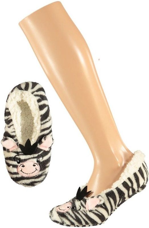 Apollo - Ballerina Pantoffels - Multi - Polyester - Huissloffen in Zebra Design