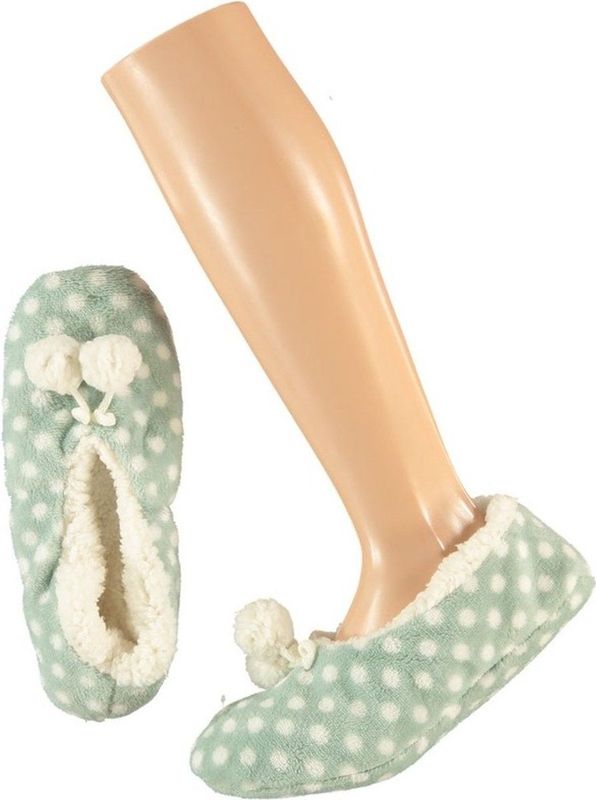 Mintgroen - Ballerina Pantoffels - Stippenprint - 100% Polyester - Kinderen