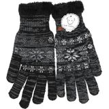Gebreide winter handschoenen zwart met Nordic print voor heren