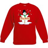 Bellatio Decorations - Kersttrui - Rood - Sneeuwpop - Voor Kinderen