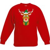 Bellatio Decorations - Kersttrui - Rood - Rendier Rudolf - Voor Kinderen