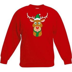 Bellatio Decorations - Kersttrui - Rood - Rendier Rudolf - Voor Kinderen