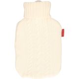 Gebreide kruik gebroken wit 1,8 liter met kabelpatroon - warmwaterkruik