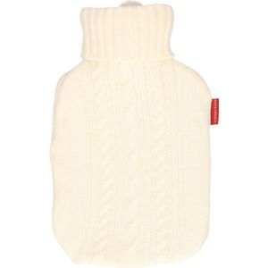 Gebreide kruik gebroken wit 1,8 liter met kabelpatroon - warmwaterkruik