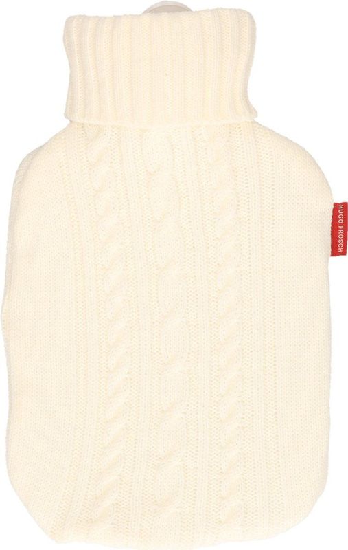 Gebreide kruik gebroken wit 1,8 liter met kabelpatroon - warmwaterkruik