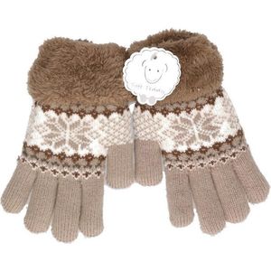 Bruine warme handschoenen met bontrand voor meisjes - Handschoenen - kinderen
