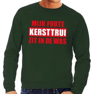 Foute kersttrui / sweater - groen - Mijn Foute Kersttrui Zit In De Was voor heren S