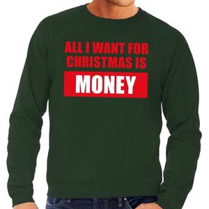 Bellatio Decorations - Foute Kersttrui - Groen - All I Want For Christmas Is Money - Heren