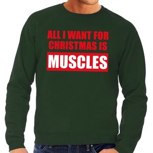 Foute kerstborrel trui groen All I Want Is Muscles heren
