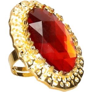 Sinterklaas verkleed ring goud/rood ovaal voor heren